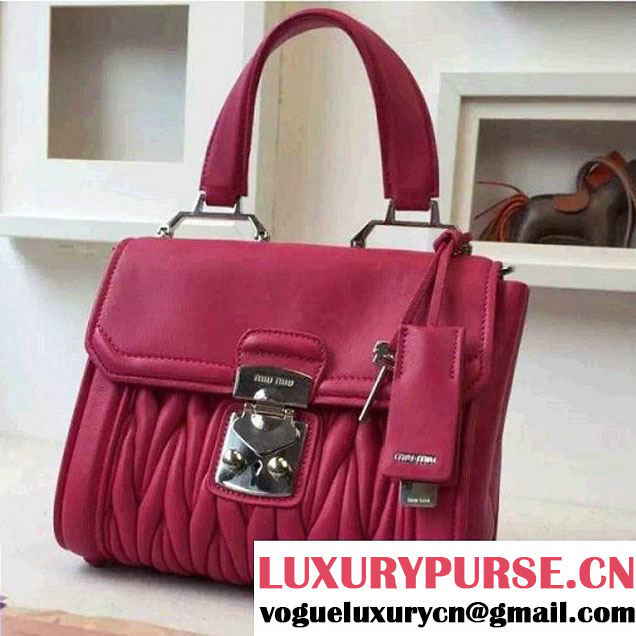 MiuMiu Nappa Leather Matelasse Top Handle Bag R1132C Fuchsia 2016 (2A098-6050303 )