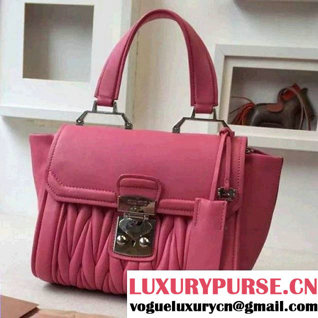 MiuMiu Nappa Leather Matelasse Top Handle Bag R1132C Pink 2016 (2A098-6050304 )