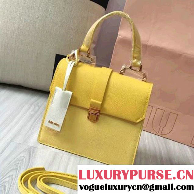 Miu Miu Madras Goat Leather Top Handle Bag 5BH018 Yellow 2016 (JD-6112241 )