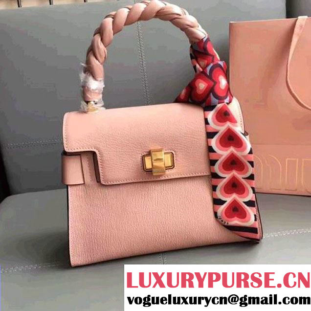 Miu Miu Madras Goat Leather Top Handle Bag With With Braid Handle 5BA046 Pale Pink 2017 (JD-7060824 )