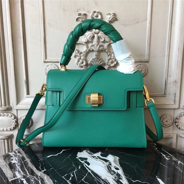 Miu Miu Madras Click Satchel 25cm Bag Goatskin Leather Fall Winter 2017 Collection Seagreen