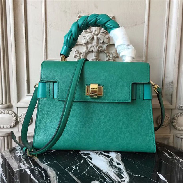 Miu Miu Madras Click Satchel 28cm Bag Goatskin Leather Fall Winter 2017 Collection Seagreen