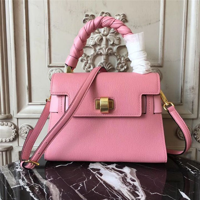 Miu Miu Madras Click Satchel 25cm Bag Goatskin Leather Fall Winter 2017 Collection Rose Pink