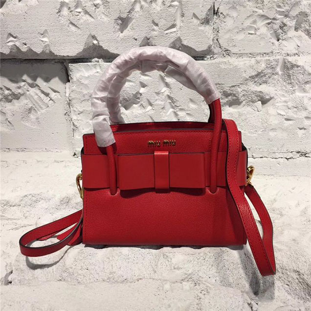 Miu Miu Madras Ficco Calfskin Leather Small Satchel Bag Pre-Fall 2017 Collection Red