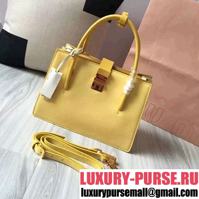 Miu Miu Madras Goat Leather Tote Bag 5BA104 Yellow 2016 (JD-6112236 )