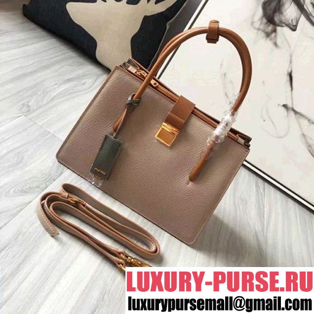 Miu Miu Madras Goat Leather Tote Bag 5BA104 Beige/Brown 2016 (JD-6112240 )