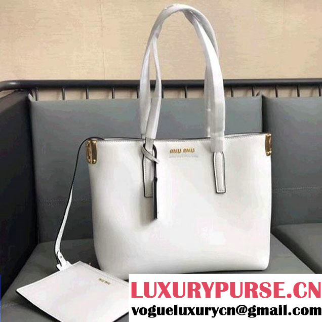 Miu Miu Calfskin Tote Bag with Top Handle White (JD-8031606 )