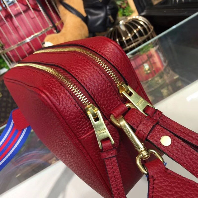 Prada Saffiano Mini Zip Crossbody Bag 1BH082 Calfskin Leather Spring Summer 2018 Collection Red
