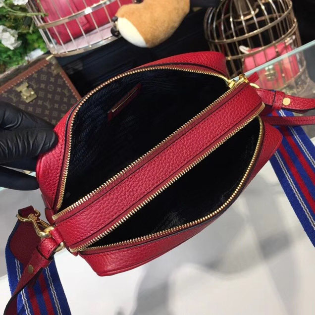 Prada Saffiano Mini Zip Crossbody Bag 1BH082 Calfskin Leather Spring Summer 2018 Collection Red
