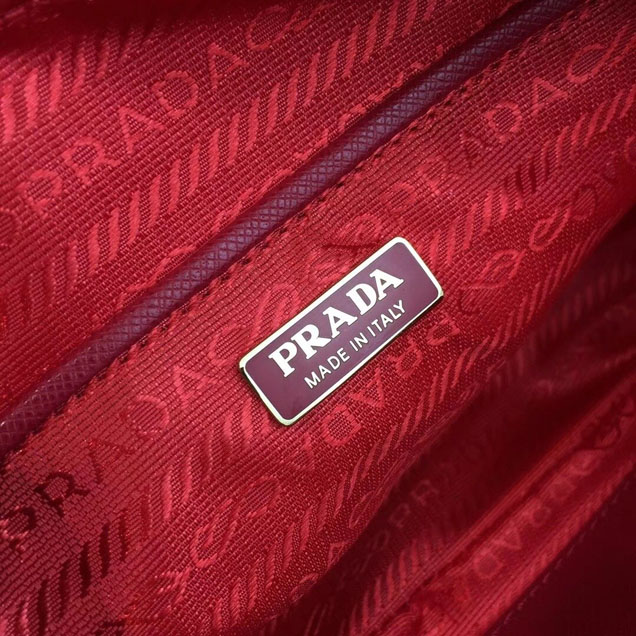 Prada Saffiano Fanny Pack 20cm Bag with Chain 1BL007 Calfskin Leather Spring Summer 2018 Collection Red