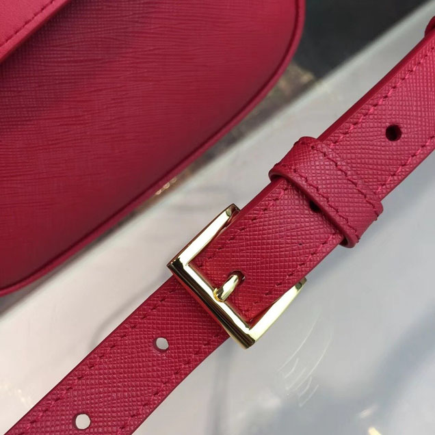 Prada Saffiano Fanny Pack 20cm Bag with Chain 1BL007 Calfskin Leather Spring Summer 2018 Collection Red