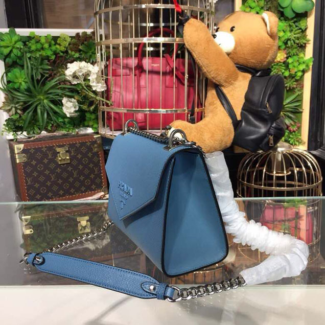 Prada Monochrome Saffiano Bag 1BD127 Calfskin Leather Spring Summer 2018 Collection Blue