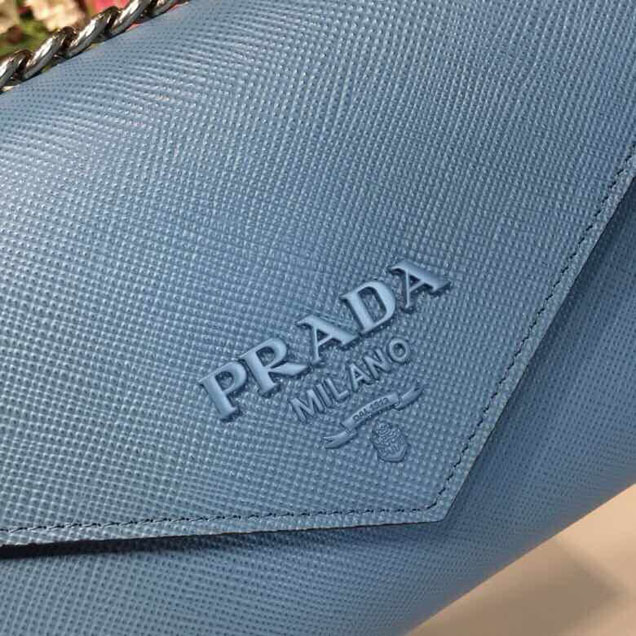 Prada Monochrome Saffiano Bag 1BD127 Calfskin Leather Spring Summer 2018 Collection Blue
