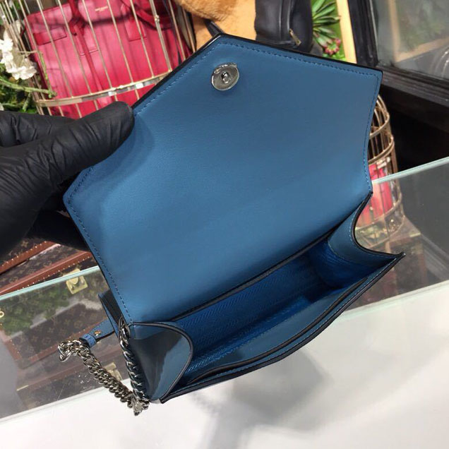 Prada Monochrome Saffiano Bag 1BD127 Calfskin Leather Spring Summer 2018 Collection Blue
