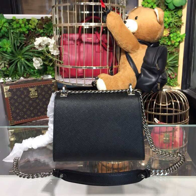 Prada Monochrome Saffiano Bag 1BD127 Calfskin Leather Spring Summer 2018 Collection Black