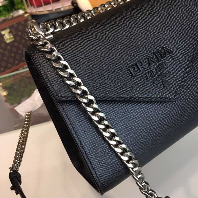 Prada Monochrome Saffiano Bag 1BD127 Calfskin Leather Spring Summer 2018 Collection Black