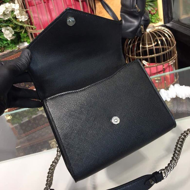 Prada Monochrome Saffiano Bag 1BD127 Calfskin Leather Spring Summer 2018 Collection Black