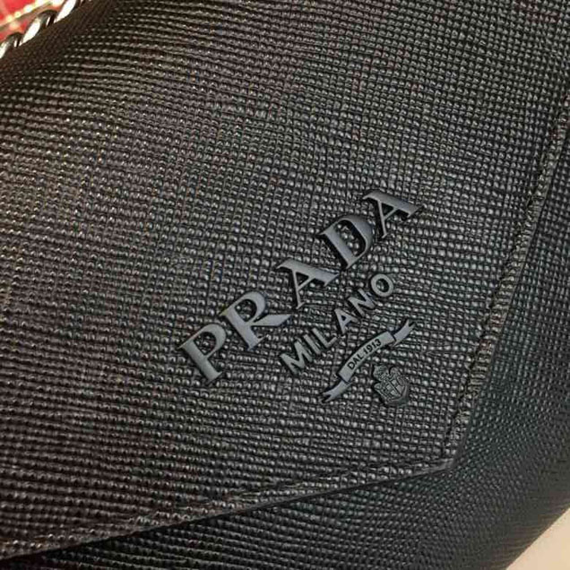 Prada Monochrome Saffiano Bag 1BD127 Calfskin Leather Spring Summer 2018 Collection Black