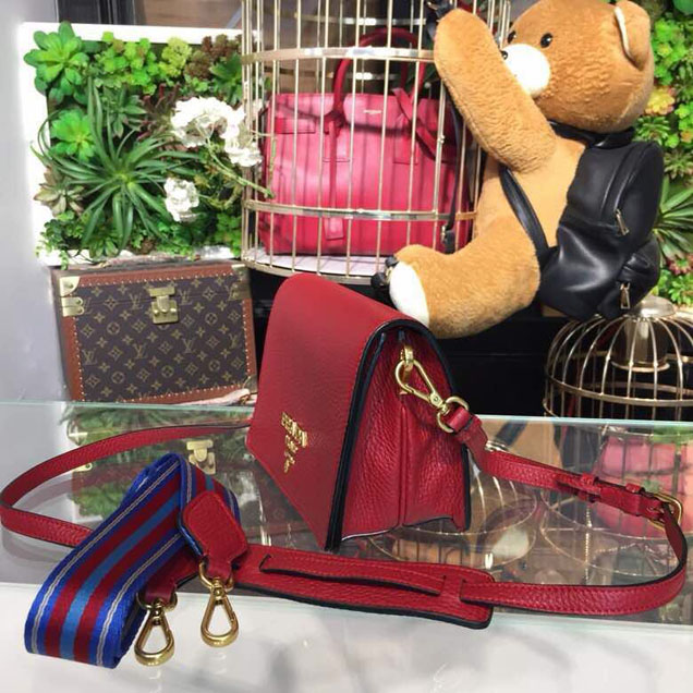 Prada Daino Shoulder Bag 20cm 1BD102 Calfskin Leather Spring Summer 2018 Collection Red
