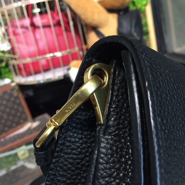 Prada Daino Shoulder Bag 20cm 1BD102 Calfskin Leather Spring Summer 2018 Collection Black