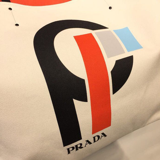 Prada Canvas Prada Logo Tote Bag 42cm 1BG220 Canvas Spring Summer 2018 Collection White