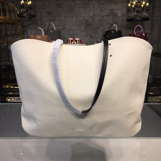 Prada Canvas Monkey Tote Bag 42cm 1BG220 Canvas Spring Summer 2018 Collection White