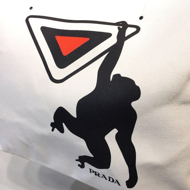 Prada Canvas Monkey Tote Bag 42cm 1BG220 Canvas Spring Summer 2018 Collection White