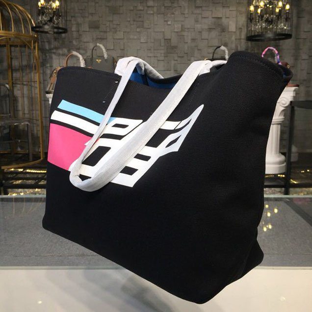 Prada Canvas Prada Logo Tote Bag 42cm 1BG220 Canvas Spring Summer 2018 Collection Black