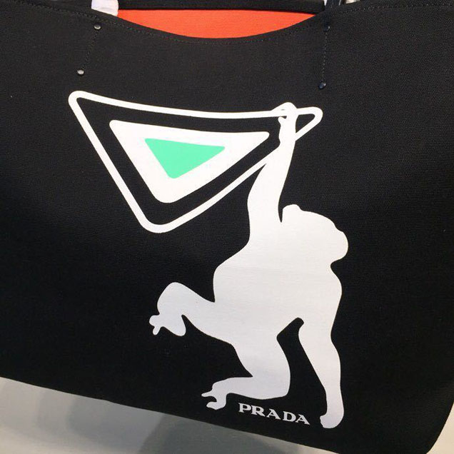 Prada Canvas Monkey Tote Bag 42cm 1BG220 Canvas Spring Summer 2018 Collection Black