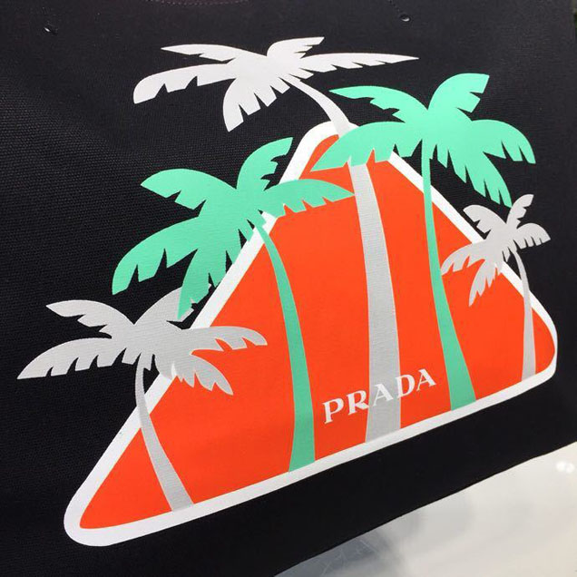 Prada Canvas Beach Tote Bag 42cm 1BG220 Canvas Spring Summer 2018 Collection Black