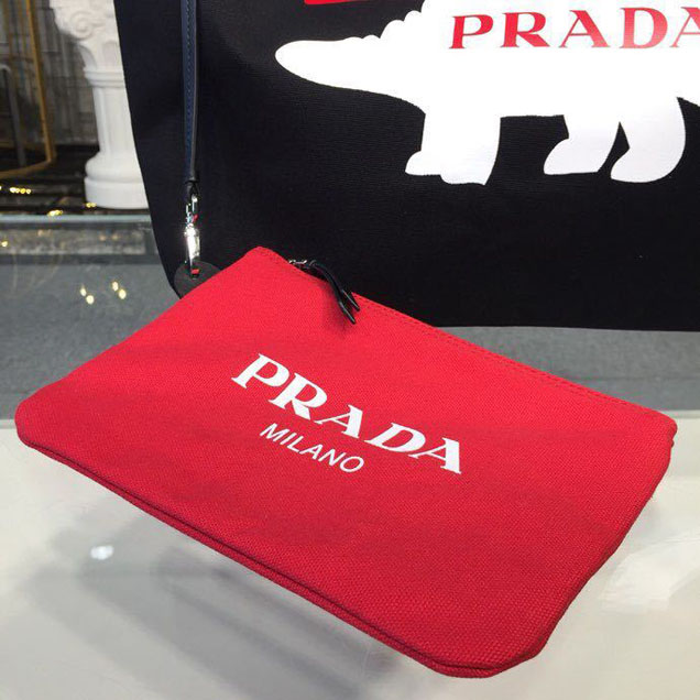 Prada Canvas Dinosaur Tote Bag 42cm 1BG220 Canvas Spring Summer 2018 Collection Black