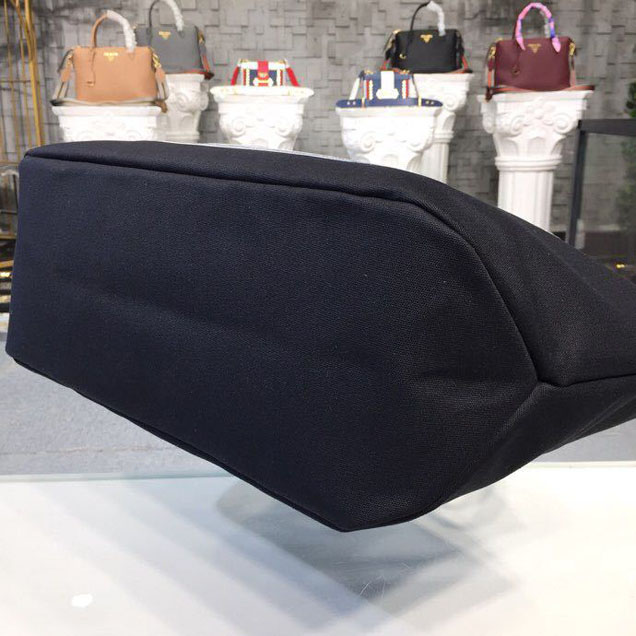 Prada Canvas Robot Tote Bag 42cm 1BG220 Canvas Spring Summer 2018 Collection Black