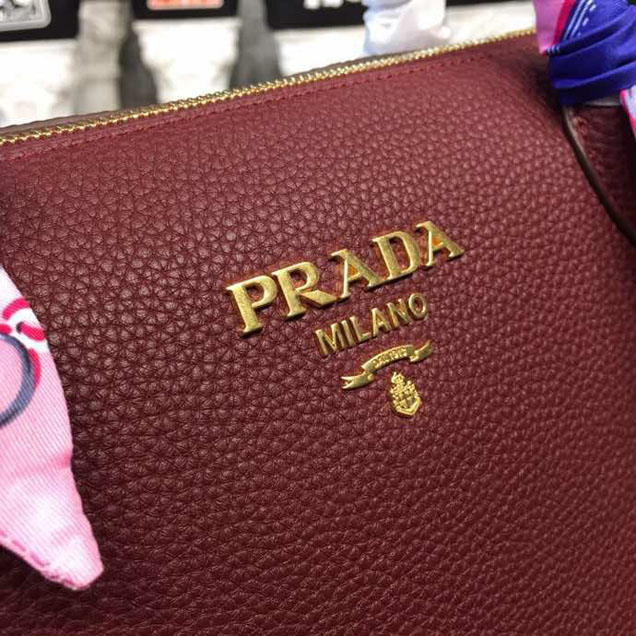 Prada Daino Tote Bag 31cm 1BA157 Calfskin Leather Spring Summer 2018 Collection Burgundy