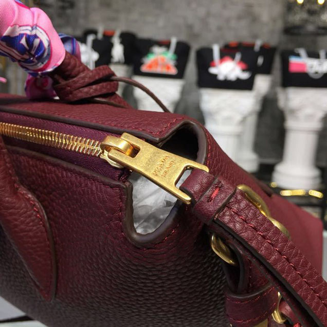 Prada Daino Tote Bag 31cm 1BA157 Calfskin Leather Spring Summer 2018 Collection Burgundy