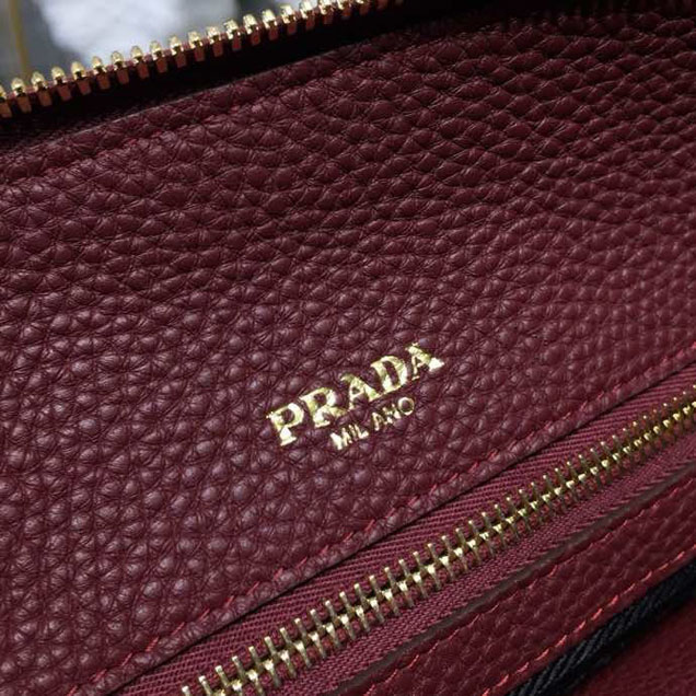 Prada Daino Tote Bag 31cm 1BA157 Calfskin Leather Spring Summer 2018 Collection Burgundy