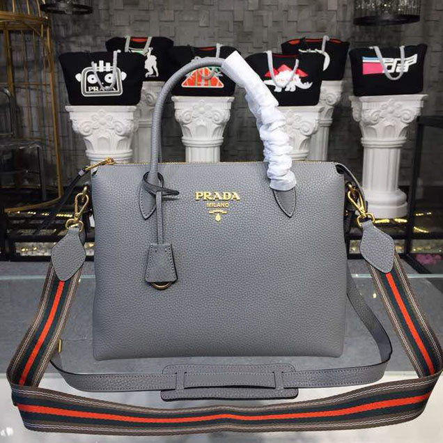 Prada Daino Tote Bag 31cm 1BA157 Calfskin Leather Spring Summer 2018 Collection Grey