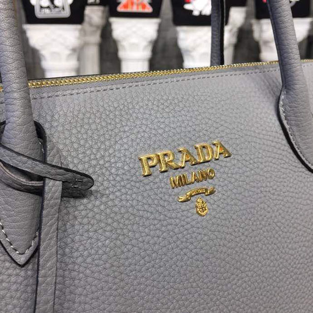 Prada Daino Tote Bag 31cm 1BA157 Calfskin Leather Spring Summer 2018 Collection Grey