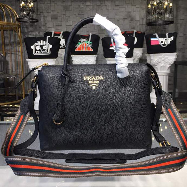 Prada Daino Tote Bag 31cm 1BA157 Calfskin Leather Spring Summer 2018 Collection Black