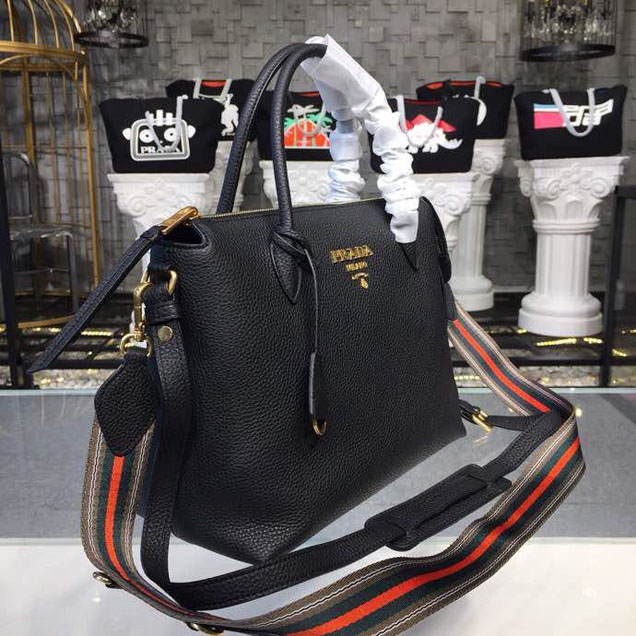 Prada Daino Tote Bag 31cm 1BA157 Calfskin Leather Spring Summer 2018 Collection Black