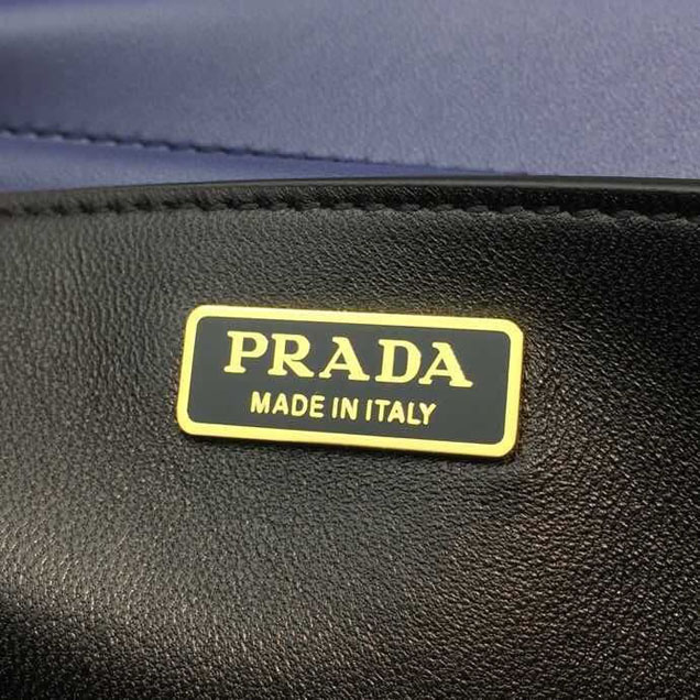 Prada Cahier 20cm Bag 1BD045 Denim Calfskin Leather Spring Summer 2018 Collection White Blue