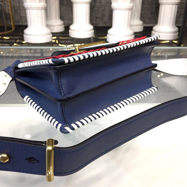 Prada Cahier 20cm Bag 1BD045 Denim Calfskin Leather Spring Summer 2018 Collection White Blue