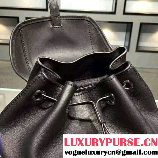 Prada B6677B Black Leather Backpack With Top-Stitching  (2A016-061118 )