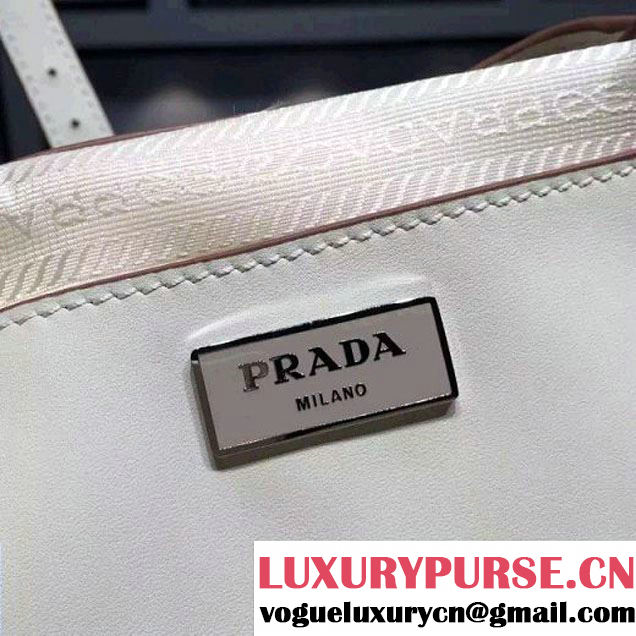 Prada B6677B White Leather Backpack With Top-Stitching  (2A016-061119 )