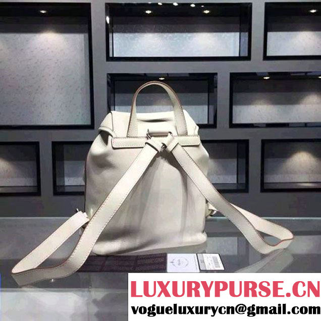 Prada B6677B White Leather Backpack With Top-Stitching  (2A016-061119 )