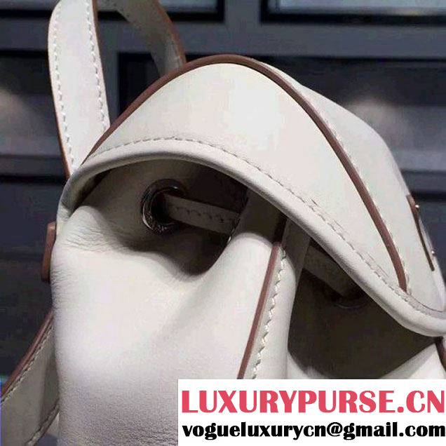 Prada B6677B White Leather Backpack With Top-Stitching  (2A016-061119 )