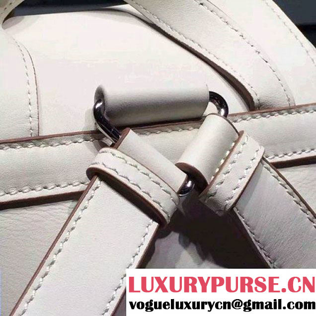 Prada B6677B White Leather Backpack With Top-Stitching  (2A016-061119 )
