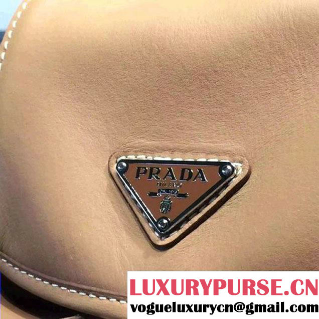 Prada B6677B Camel Leather Backpack With Top-Stitching  (2A016-061120 )