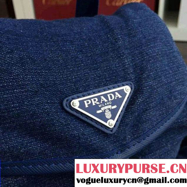 Prada 1BZ677 Fabric Backpack Denim Blue 2015 (2A016-090115 )