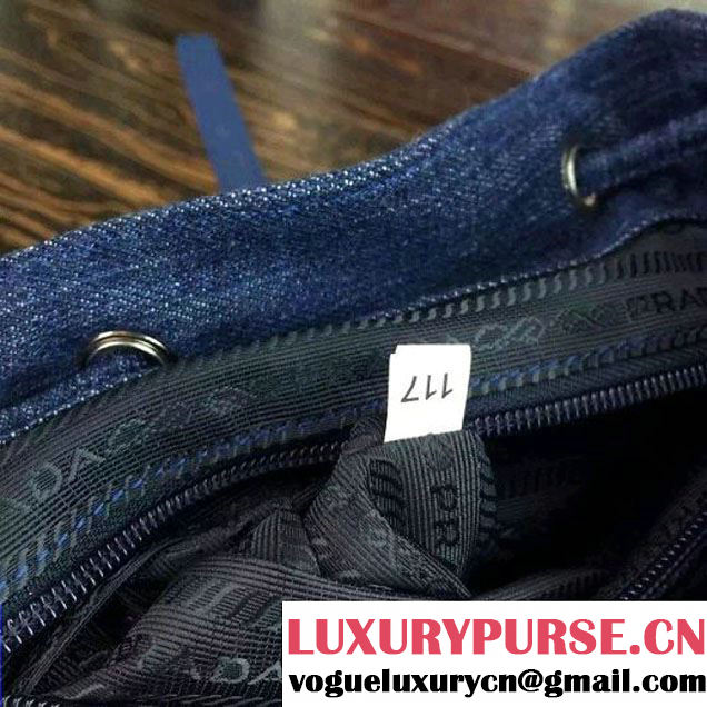 Prada 1BZ677 Fabric Backpack Denim Blue 2015 (2A016-090115 )