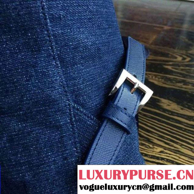 Prada 1BZ677 Fabric Backpack Denim Blue 2015 (2A016-090115 )